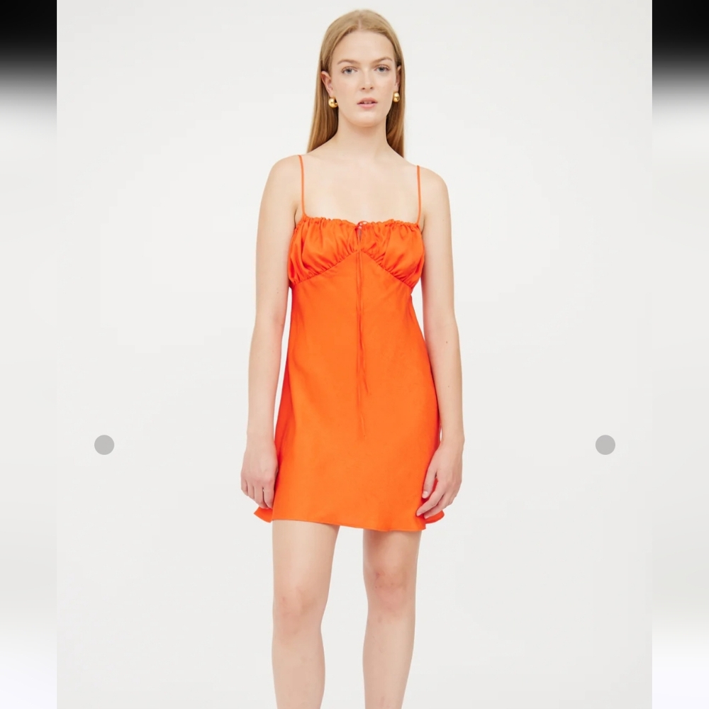 CIAO LUCIA Vibrant Orange Sleeveless Y2K Satin Sara Slip Dress. Size Medium - Picture 10 of 10